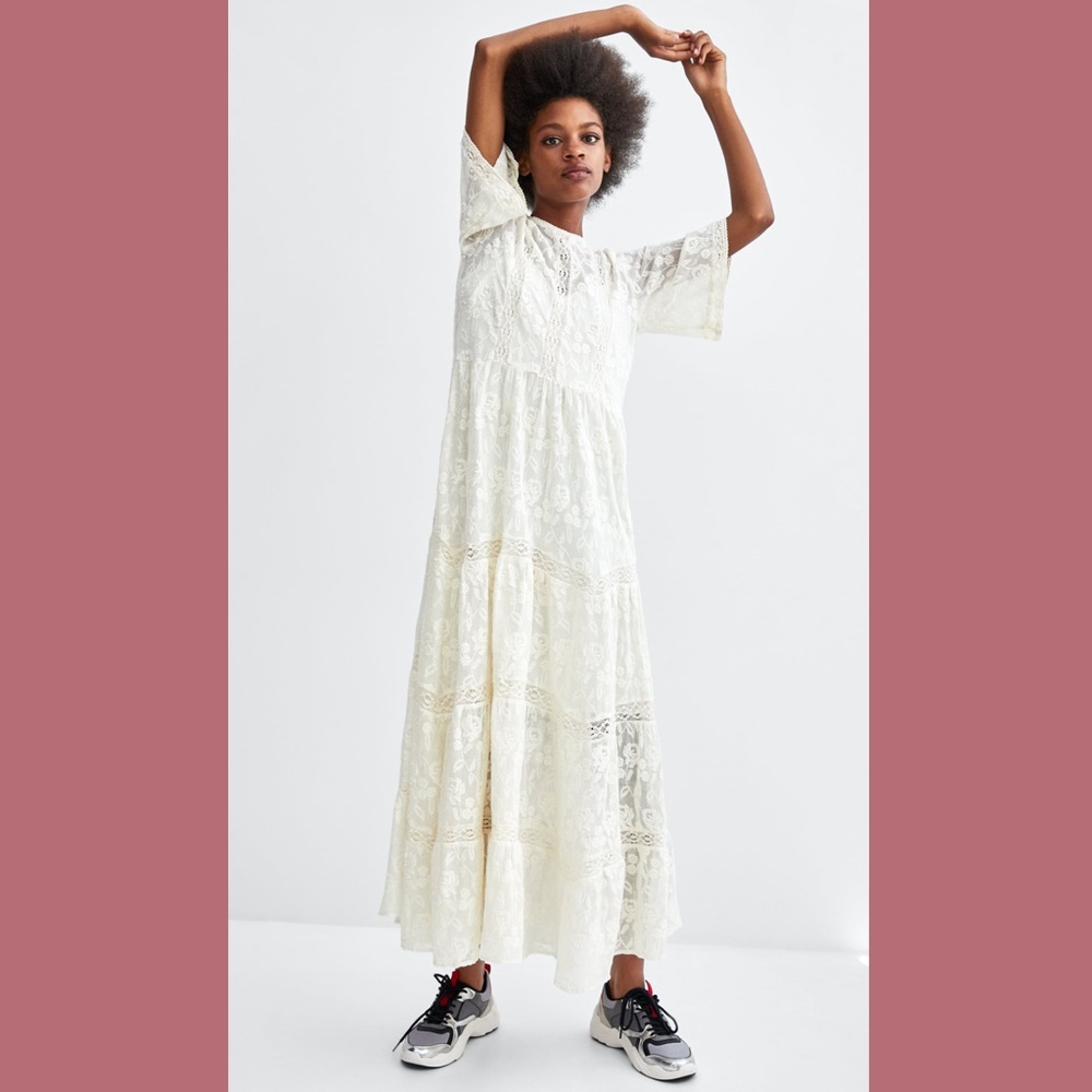 Zara embroidered romantic dress